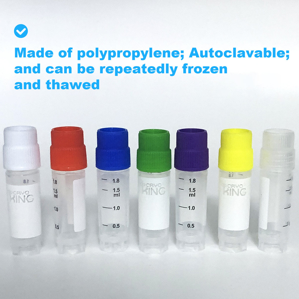 CryoKING® 2ml Cryogenic vials, External, No barcode sample tubes, 25/Bag, 1000/Case