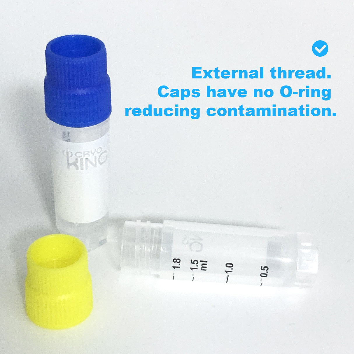 CryoKING® 2ml Cryogenic vials, External, No barcode sample tubes, 25/Bag, 1000/Case