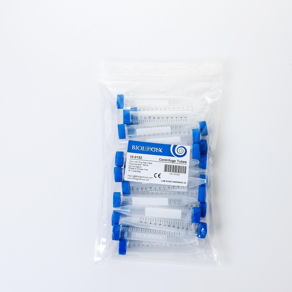 Biologix® 15ml Conical Bottom Centrifuge Tubes With Screw Caps, Sterile, 500/Case