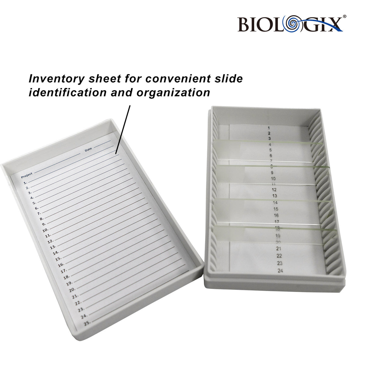 Biologix® Slide Storage Boxes with Foam/Cork Lining (25 Place), 5/Pack, 20/Case