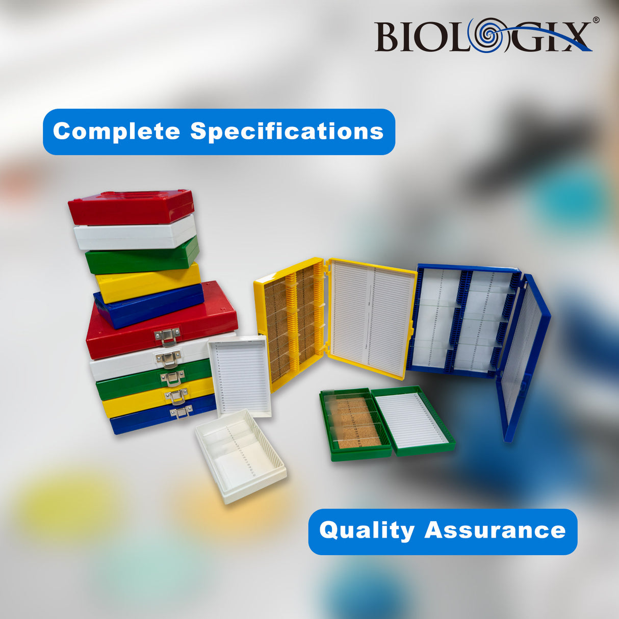 Biologix® Microscope Slide Storage Boxes with Cork Lining (100 Place), 5/Pack, 30/Case