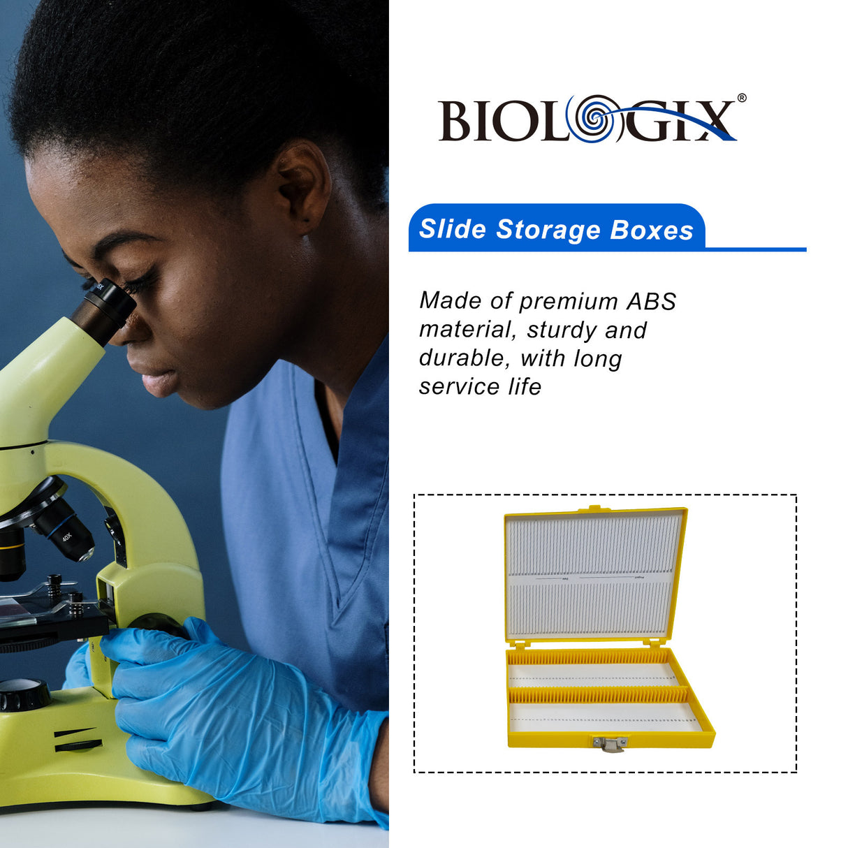 Biologix® Slide Storage Boxes with Foam Lining (100 Place), 5/Pack, 30/Case