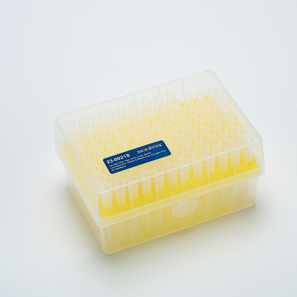 Filter Pipette Tips-10μl, 20ul, 50ul, 100ul, 200ul, 1000ul Extra-Long, Low Retention, 96/Rack, 4800/Case