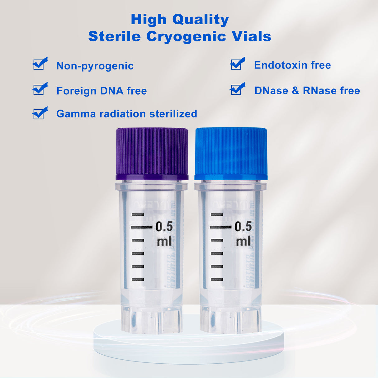 Cryogenic Vials with Side Bardcode-0.5 ml, External Thread, 25/Bag, 500/Pack, 1000/Case