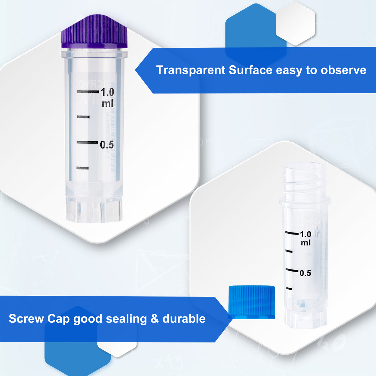 Cryogenic Vials with Side Bardcode-1.0 ml, External Thread, 25/Bag, 500/Pack, 1000/Case