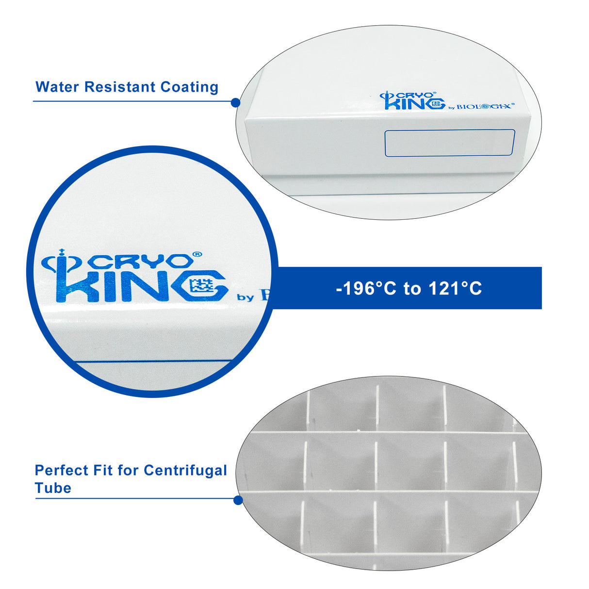 CryoKING® 3in Cardboard Freezer Boxes, 81-Well/100-Well , Premium White, 5/Bag, 100/Case