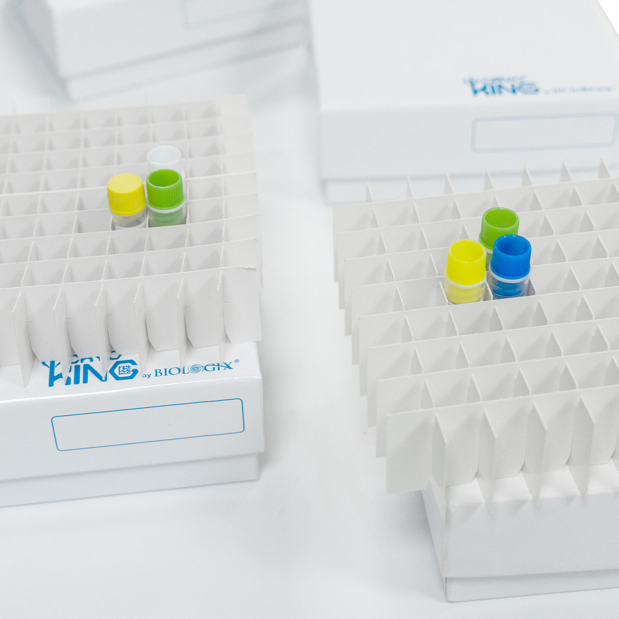 CryoKING® 3in Cardboard Freezer Boxes, 81-Well/100-Well , Premium White, 5/Bag, 100/Case