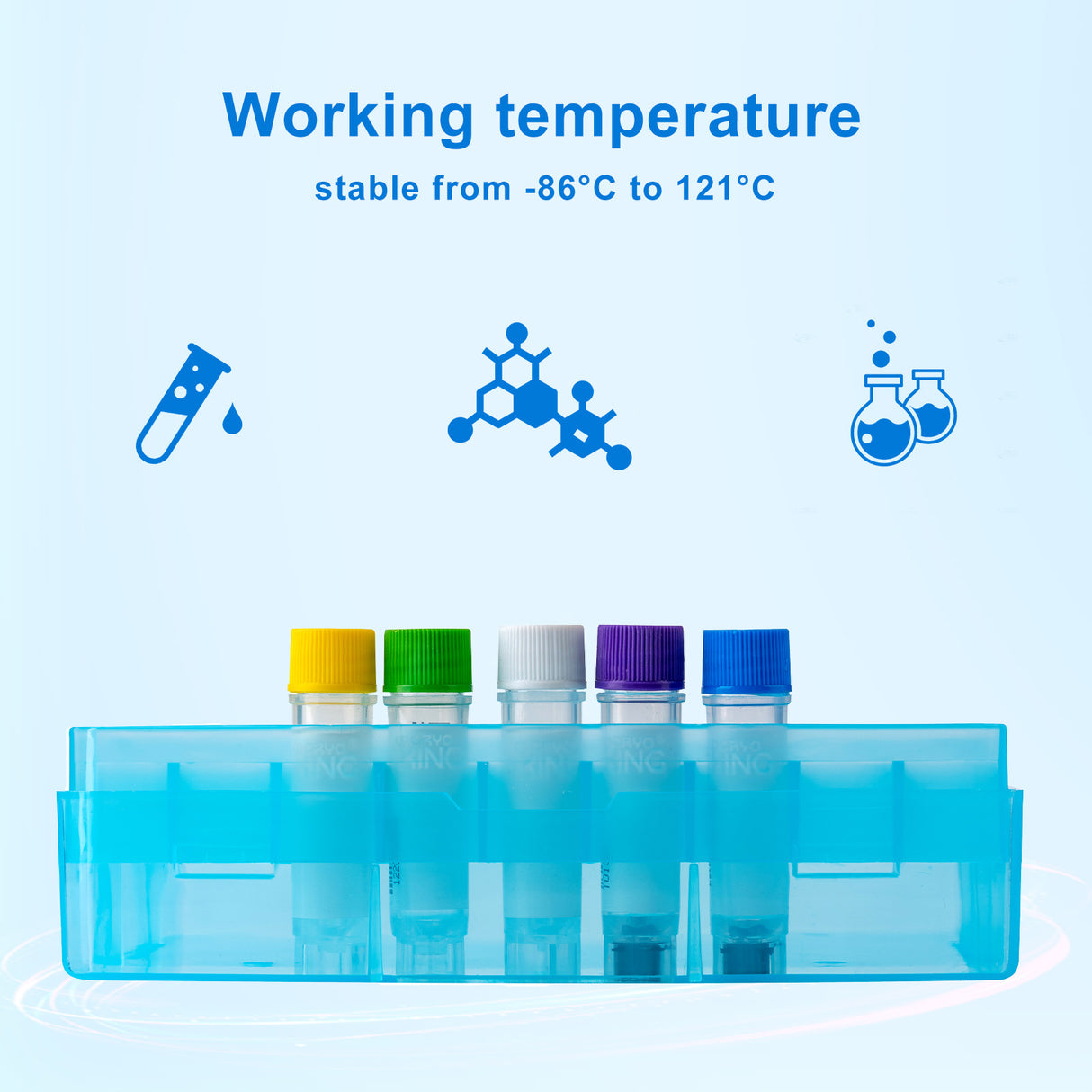 CryoKING® PP Cryogenic Boxes (2in. 81-Well) Assorted color, 5/Pack. 20/Case