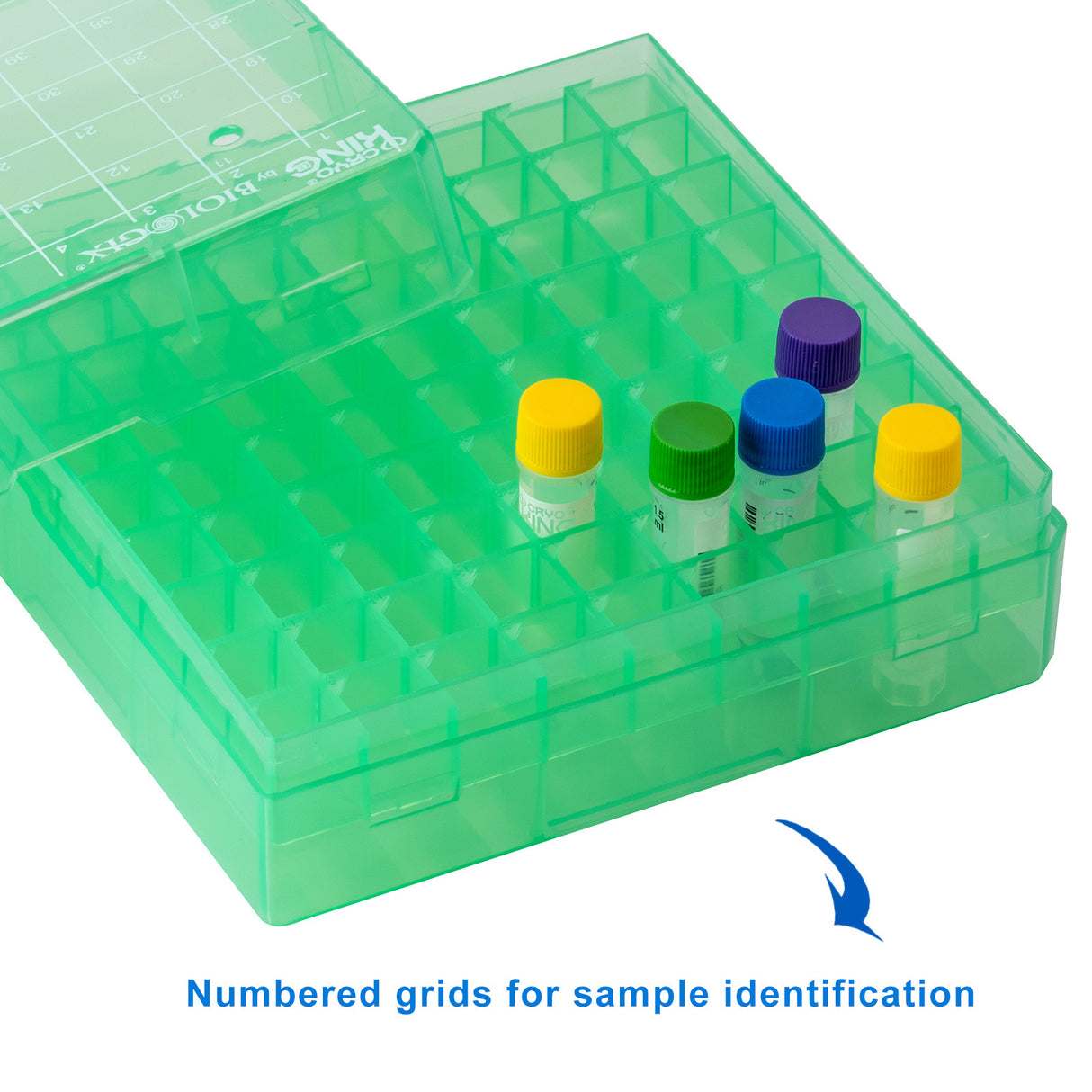 CryoKING® PP Cryogenic Boxes (2in. 81-Well) Assorted color, 5/Pack. 20/Case