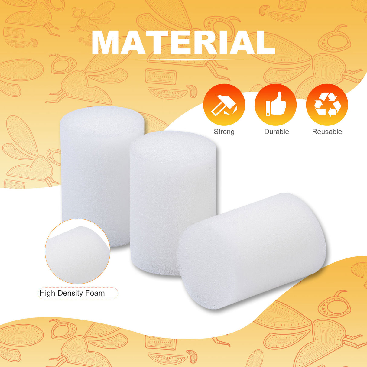 Biologix® Drosophila Closures for Narrow Vials, Densest Foam, 30*45mm, 100/Bag, 10 Bags/Case