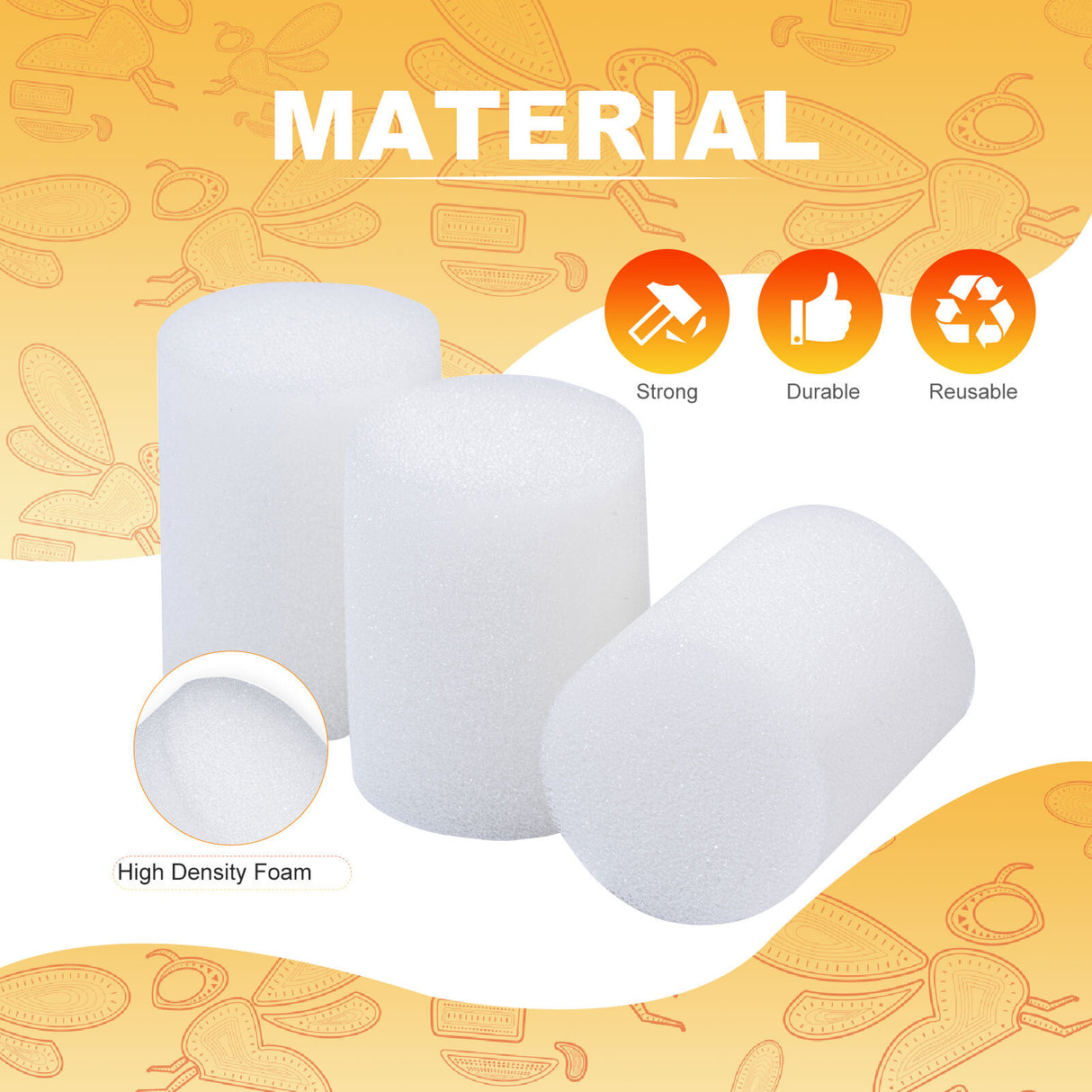 Biologix® Drosophila Closures for Wide Vials, Densest Foam, 35*45mm, 100/Bag, 10 Bags/Case