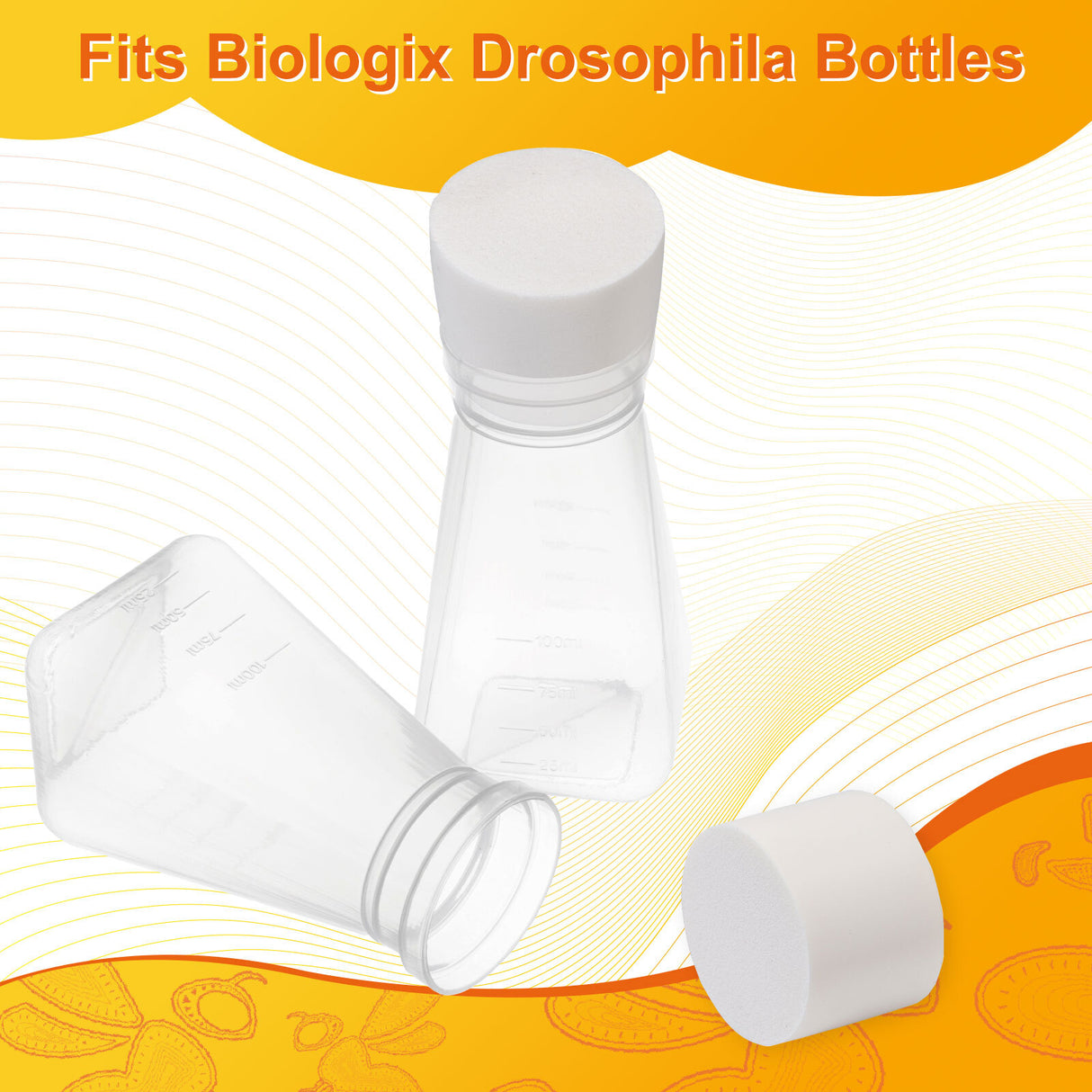 Biologix® Drosophila Closures for Drosophila Bottles, Densest Sponge, 40*30mm, 100/Bag, 10 Bags/Case