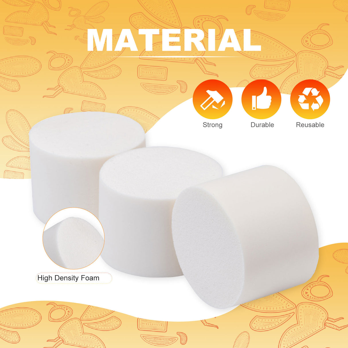 Biologix® Drosophila Closures for Drosophila Bottles, Densest Sponge, 40*30mm, 100/Bag, 10 Bags/Case