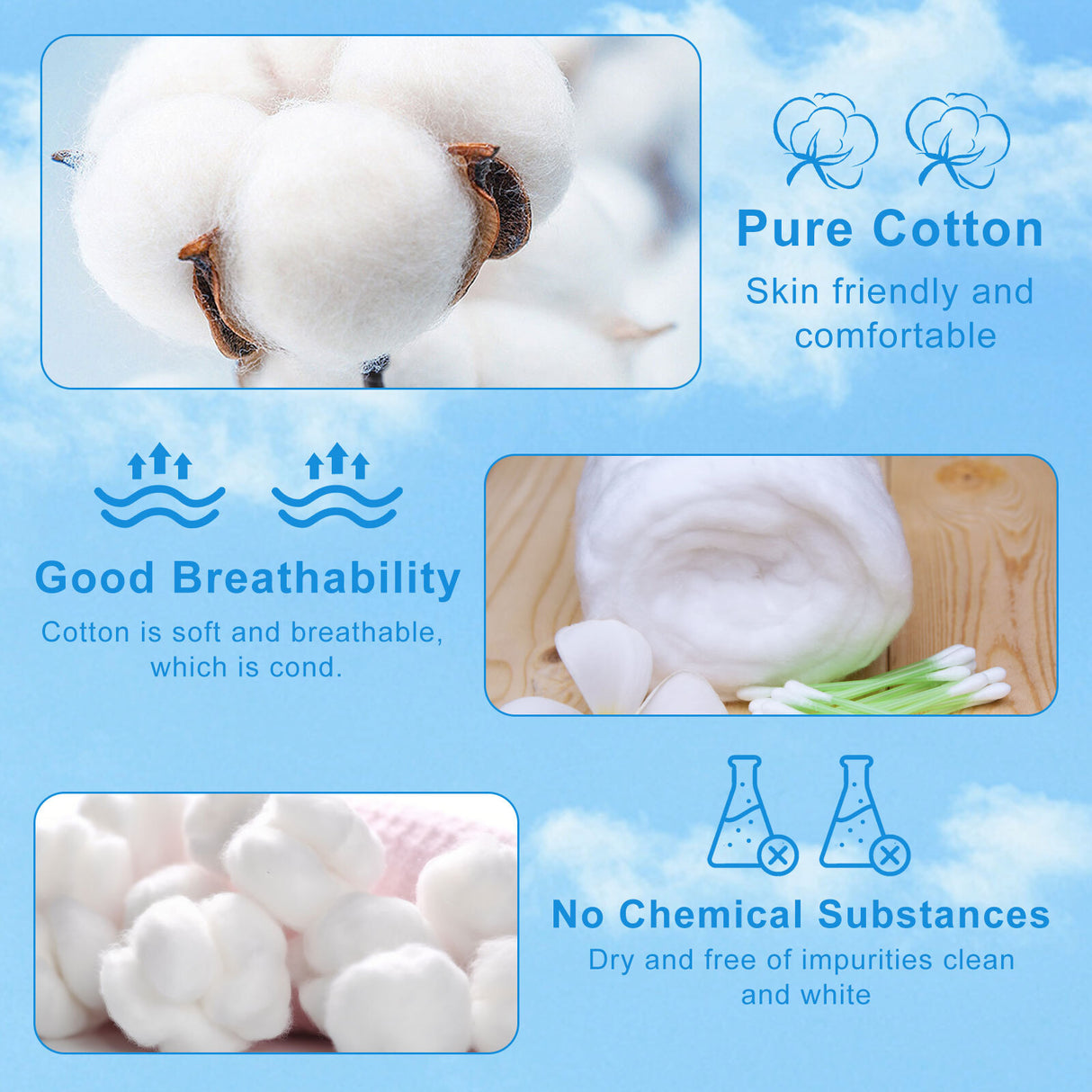 Biologix® Cotton Ball, Pure Absorbent Cotton Plug, 300 pieces/bag, 10 bags/box