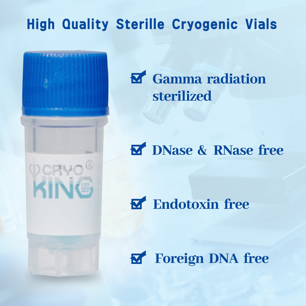 Cryogenic Vials- 0.5mL tubes, External Thread, without bottom barcode, 25/Bag, 500/Pack, 1000/Case