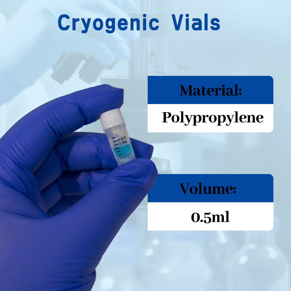 Cryogenic Vials- 0.5mL tubes, External Thread, without bottom barcode, 25/Bag, 500/Pack, 1000/Case