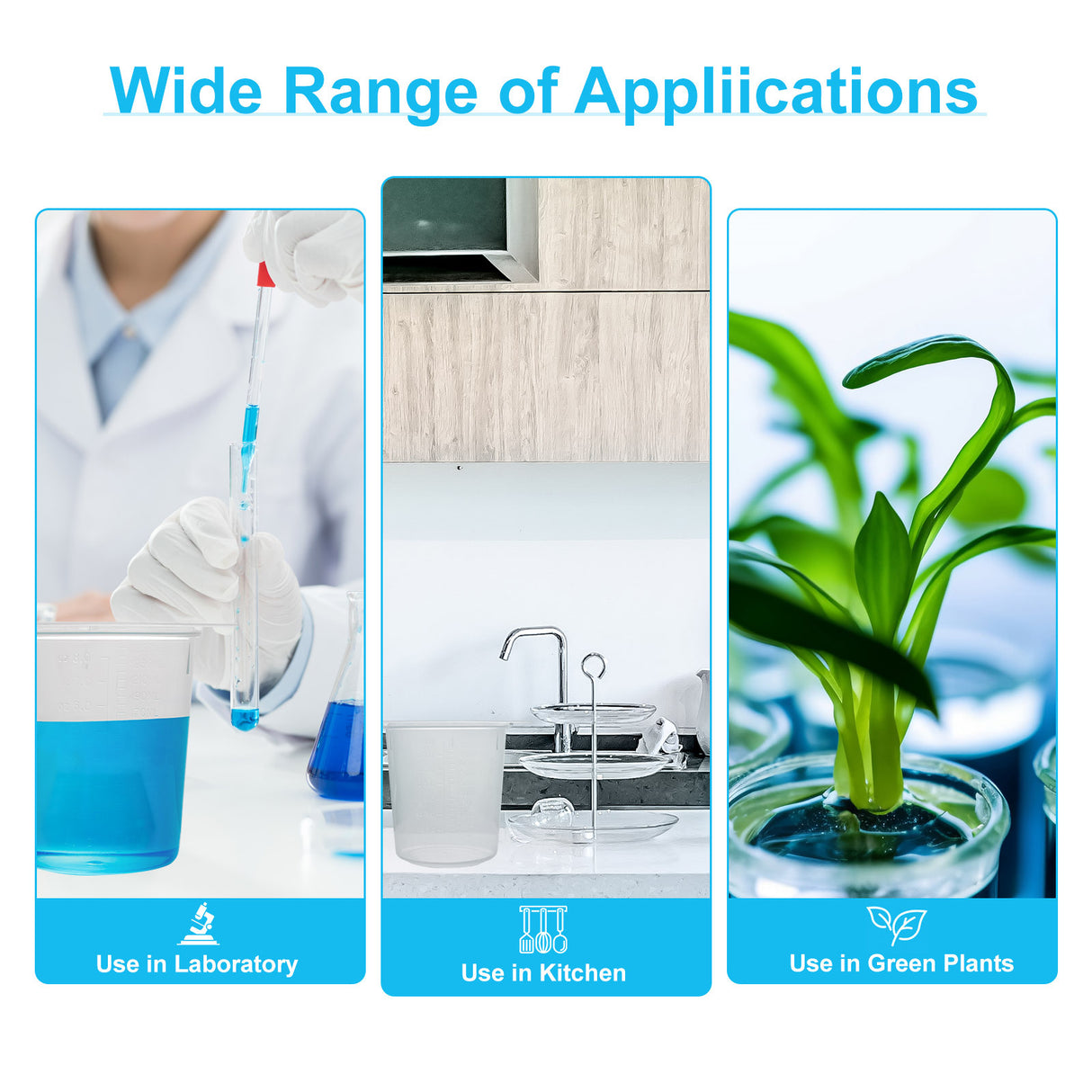 Biologix® Plastic Beakers for Laboratory & Science Experiments-50/100/250/400/800/1000ml, Case of 100
