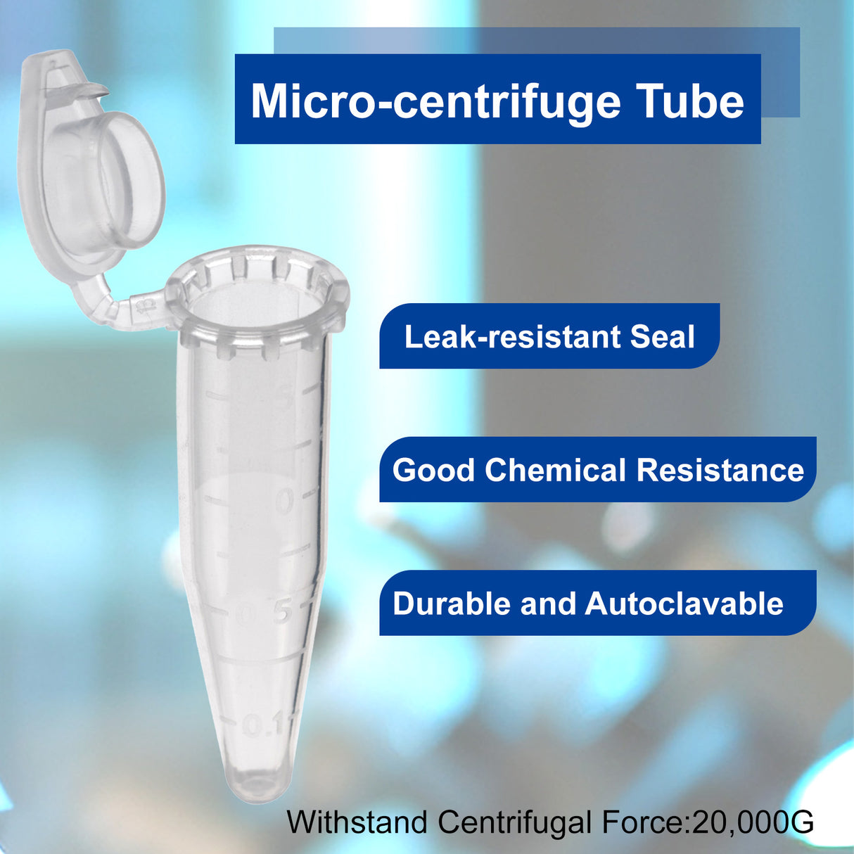 Biologix® 1.5mL Microcentrifuge Tubes, Safe-Lock Cap, 500/Pack, 5000/Case