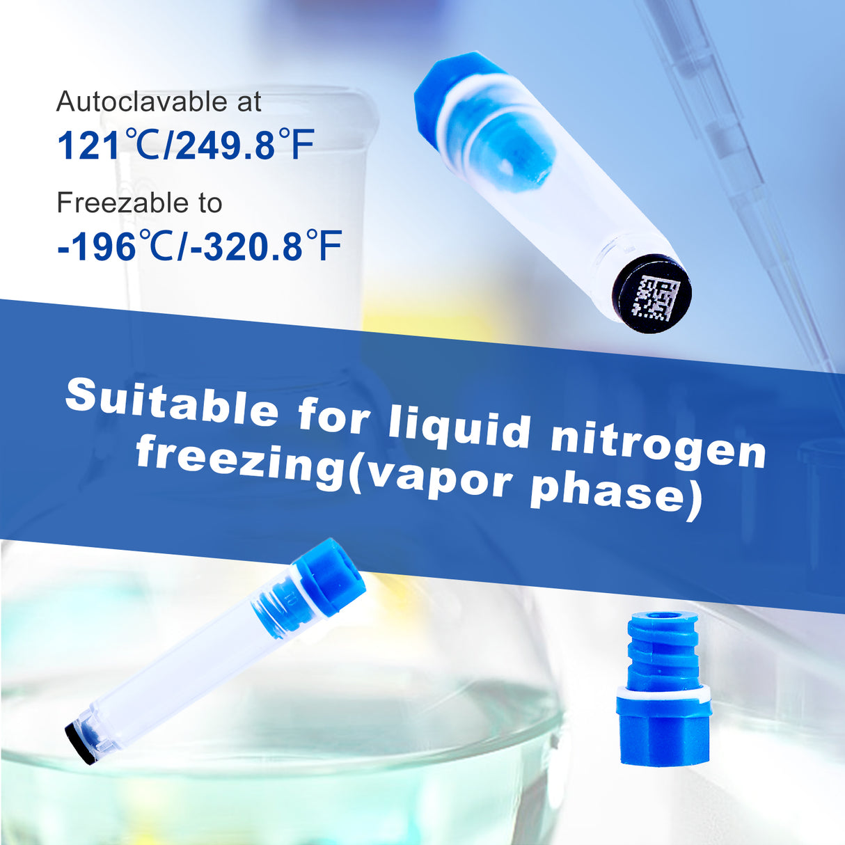 CryoKING® 96-Well SBS Cryogenic Vials-300μl/500μl/750μl/1000ul, 96/Bag, 1920/Case