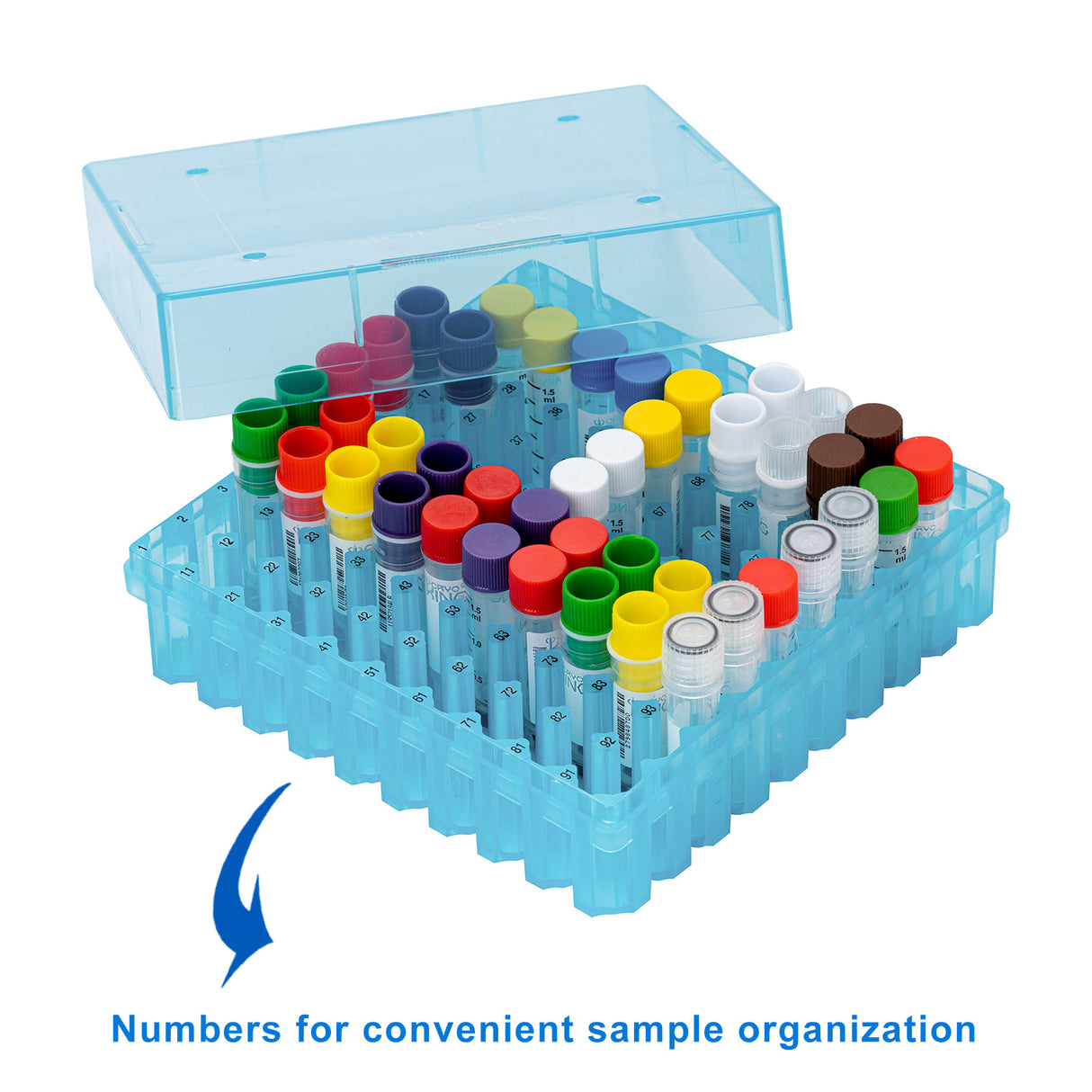 CryoKING® PP Cryogenic Boxes, 2in 100-Well, Assorted Colors, 5/Pack, 20/Case