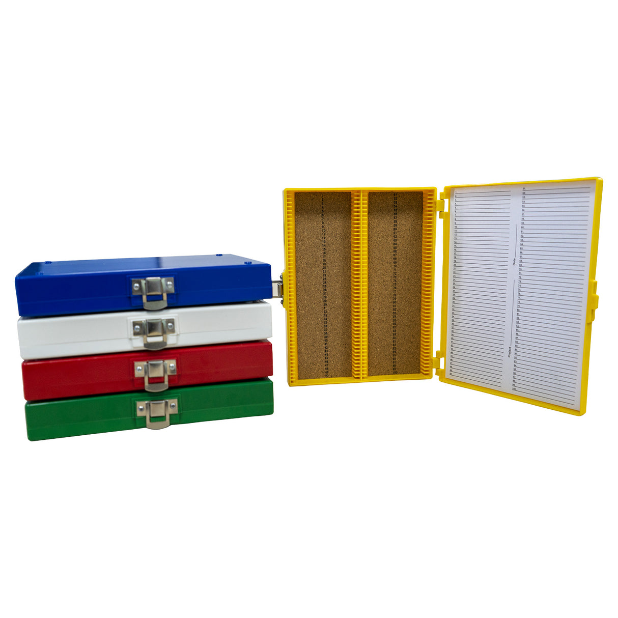 Biologix® Microscope Slide Storage Boxes with Cork Lining (100 Place), 5/Pack, 30/Case