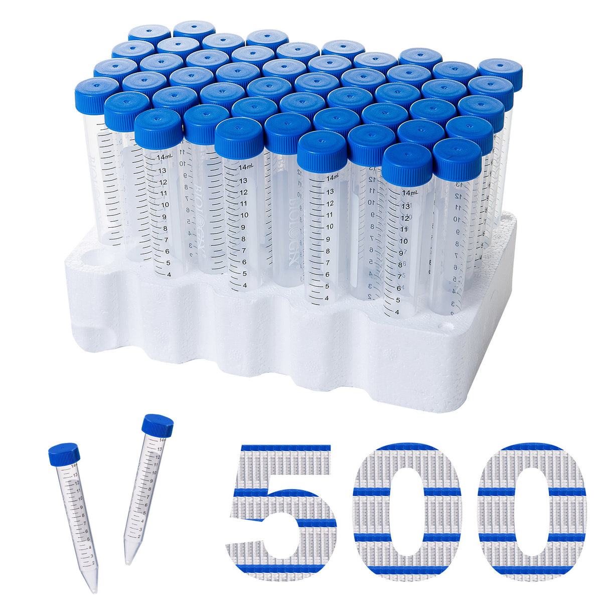 Biologix® 15ml Conical Bottom Centrifuge Tubes With Screw Caps, Sterile, 500/Case