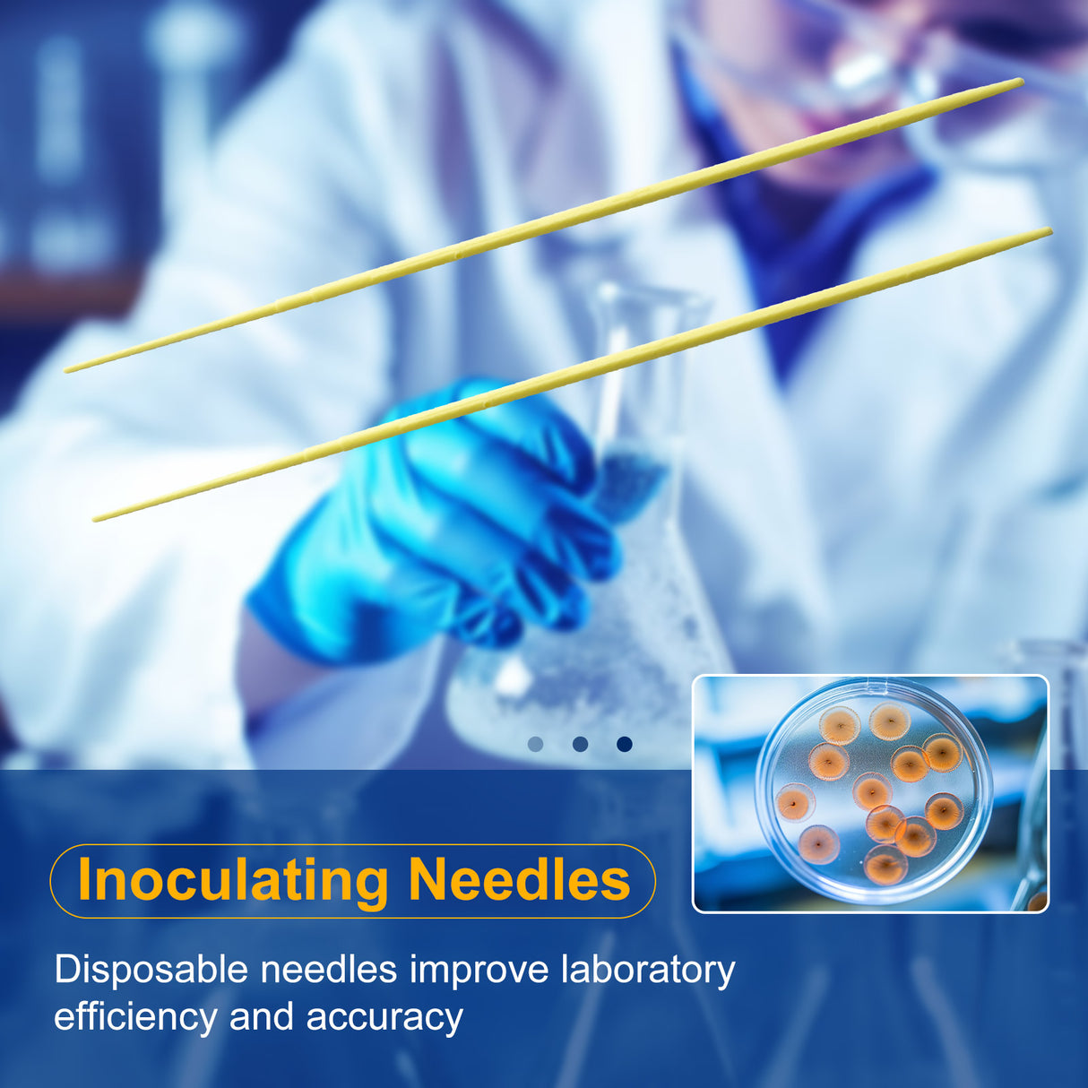 Biologix® Inoculating Needles, Yellow, 25/Bag, 40Bags/Case