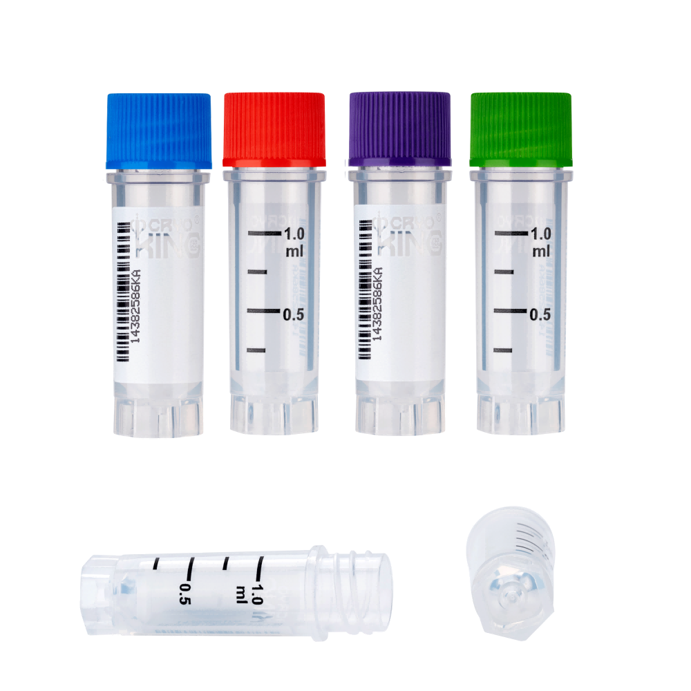 Cryogenic Vials with Side Bardcode-1.0 ml, External Thread, 25/Bag, 500/Pack, 1000/Case