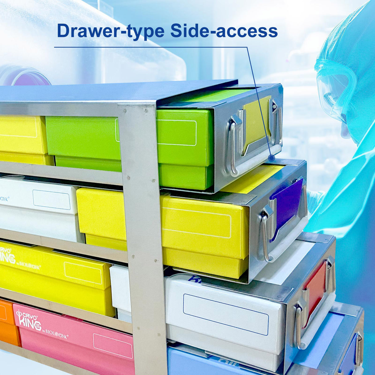 CryoKING® Side Access Drawer Freezer Racks (12 Boxes) 1 Piece/Case