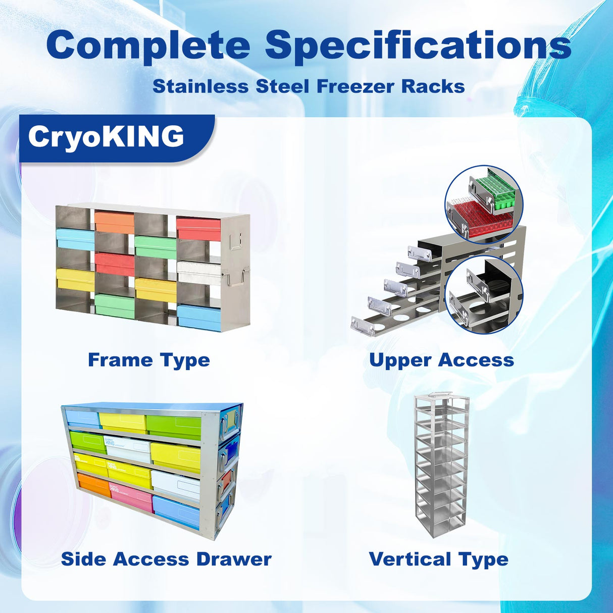 CryoKING® Side Access Drawer Freezer Racks (12 Boxes) 1 Piece/Case