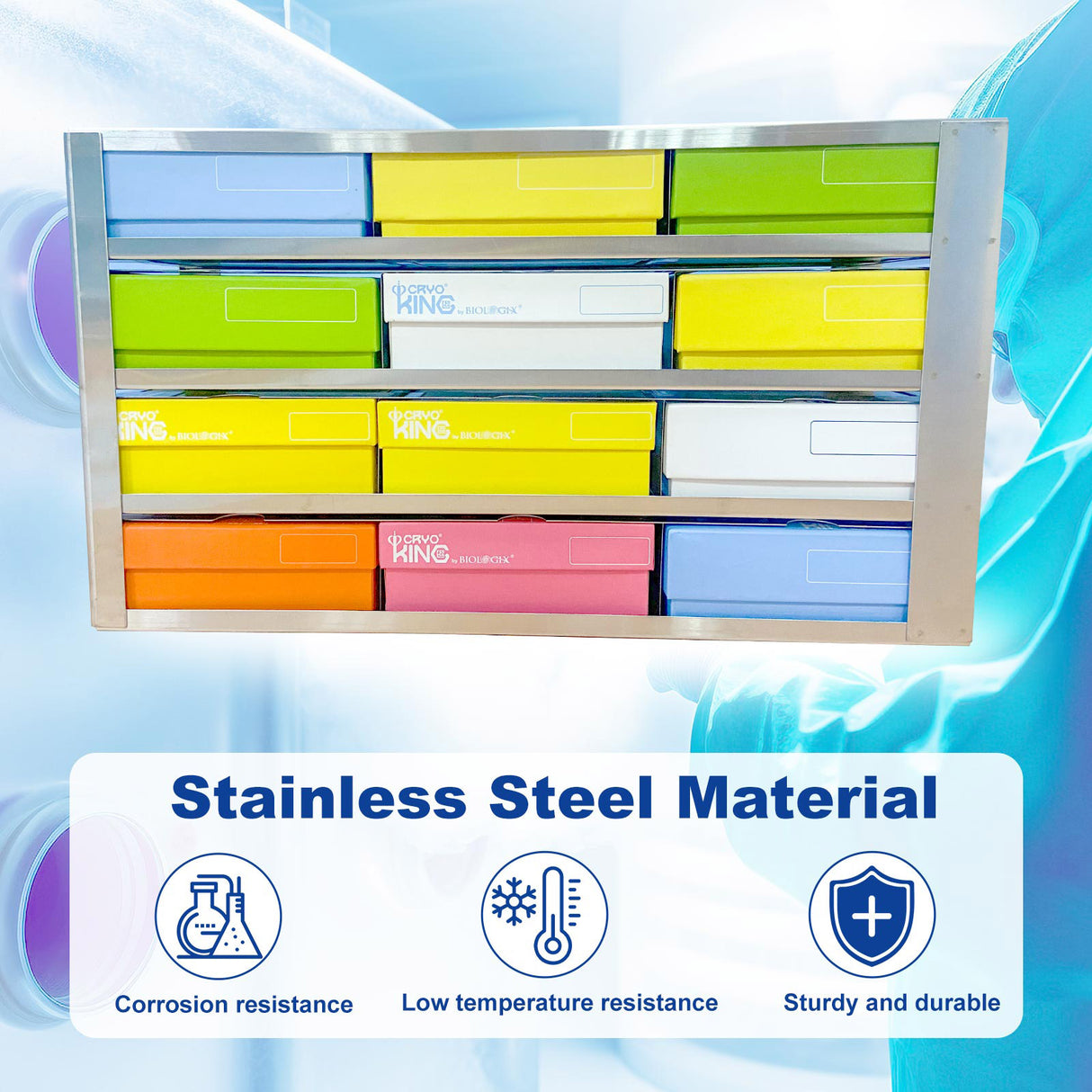 CryoKING® Side Access Drawer Freezer Racks (12 Boxes) 1 Piece/Case