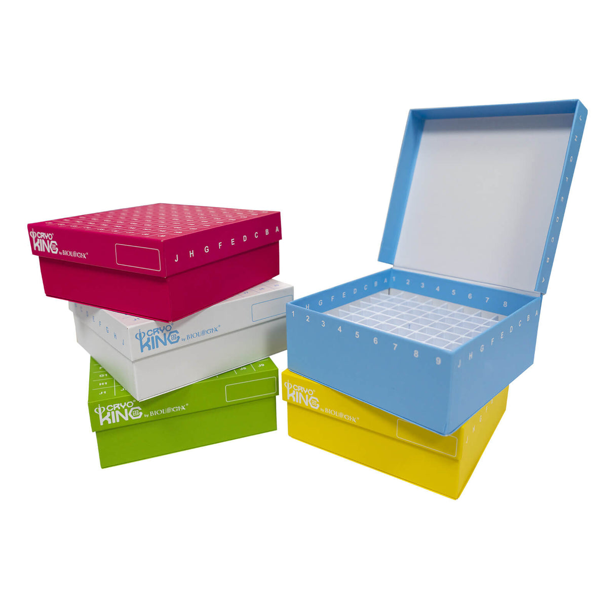 CryoKING® ID-Color™ 2in. Cardboard Freezer Boxes (81 well), 5Pcs/Pack, 20Pcs/Case, 100 Pcs/Case