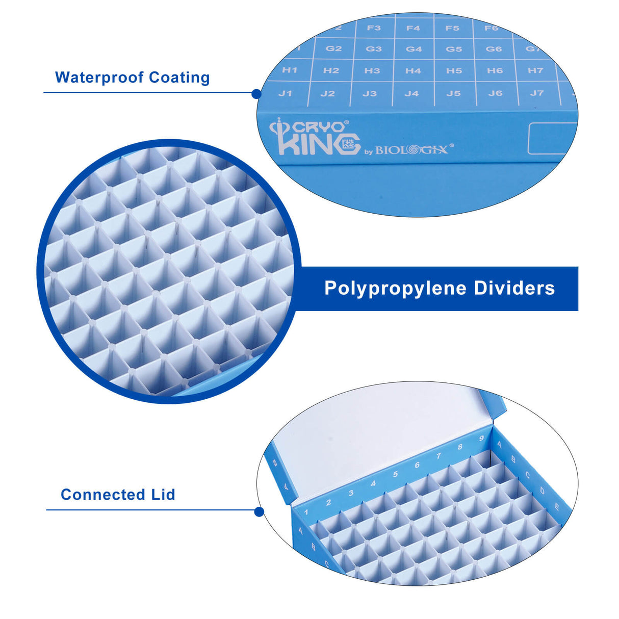 CryoKING® ID-Color™ 2in. Cardboard Freezer Boxes (81 well), 5Pcs/Pack, 20Pcs/Case, 100 Pcs/Case