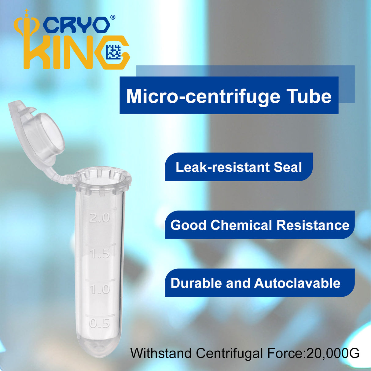 Biologix® 2.0mL Microcentrifuge Tubes with Safe Lock, 500/Pack, 5000/Case