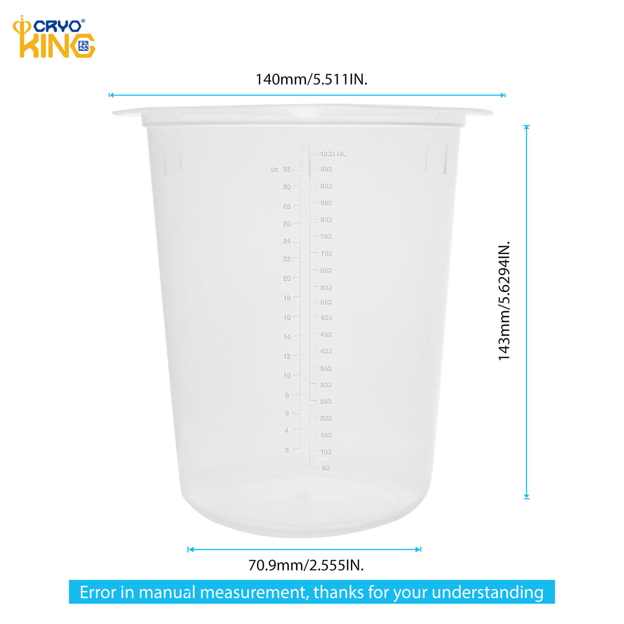 Biologix® Plastic Beakers for Laboratory & Science Experiments-50/100/250/400/800/1000ml, Case of 100