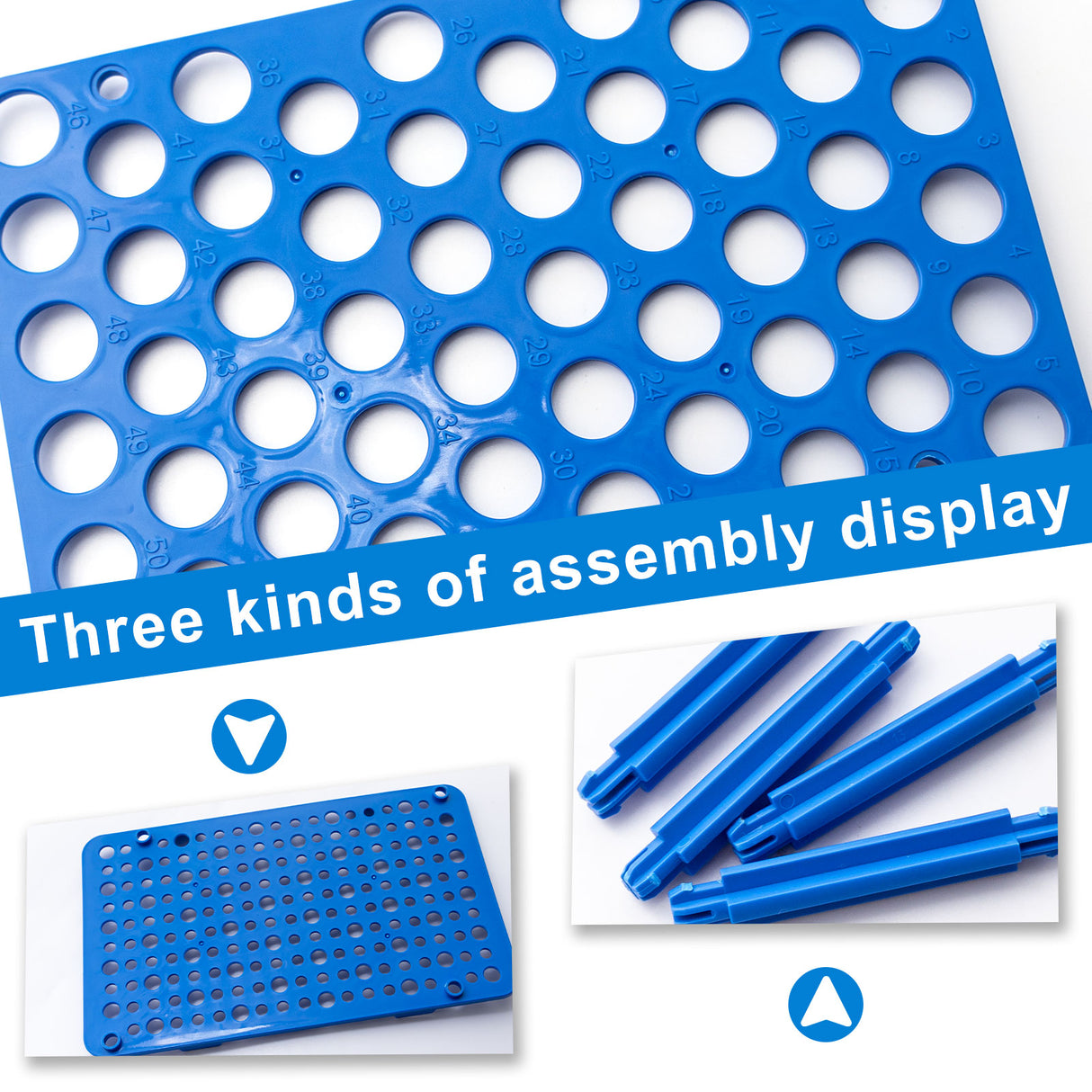 Biologix® Centrifuge Tube Rack for 15ml Centrifuge Tubes (50-Well, Blue), 1/Bag, 20 Bags/Case