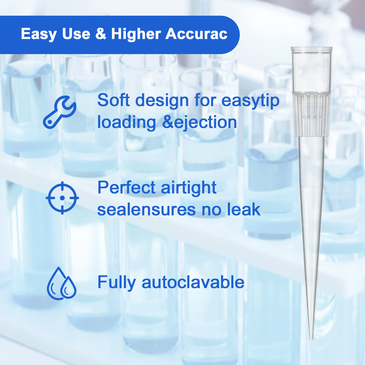 200µL LTS Pipette Tips, Sterile Filter Tip ,96 Pcs/Rack, 4800Pcs/Case