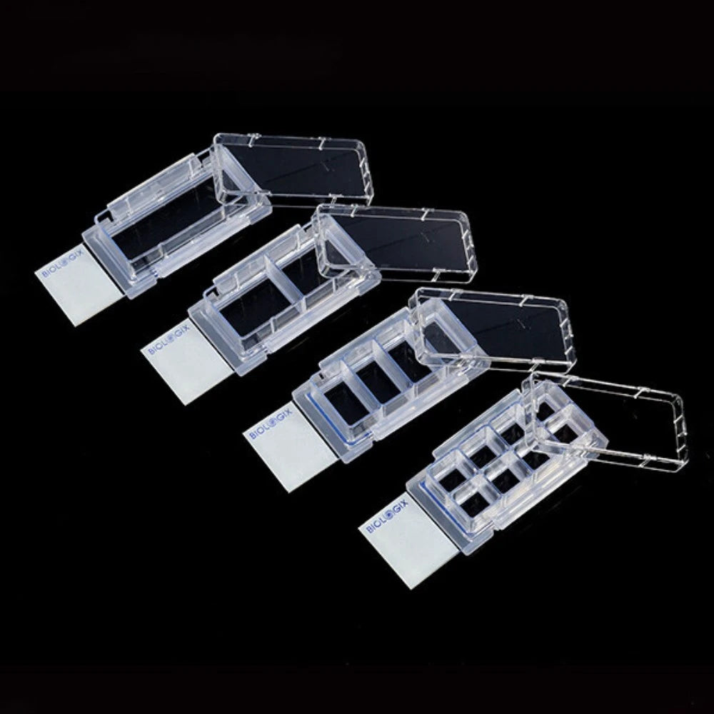 Biologix® Chambered Cell Culture Slides-1/2/4/8 Wells, 6/Pack, 12/Case