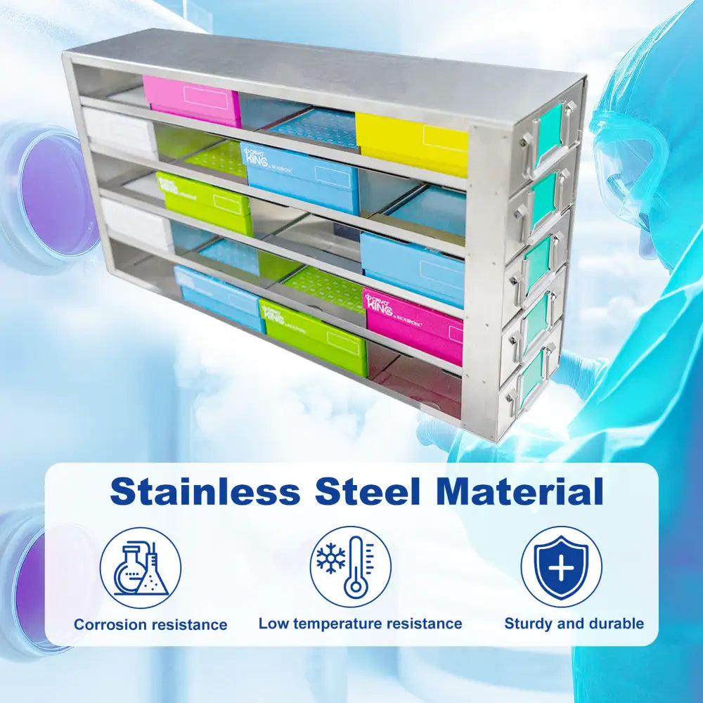 CryoKING® Side Access Drawer Freezer Racks, Stainless steel, 1 Piece/Case