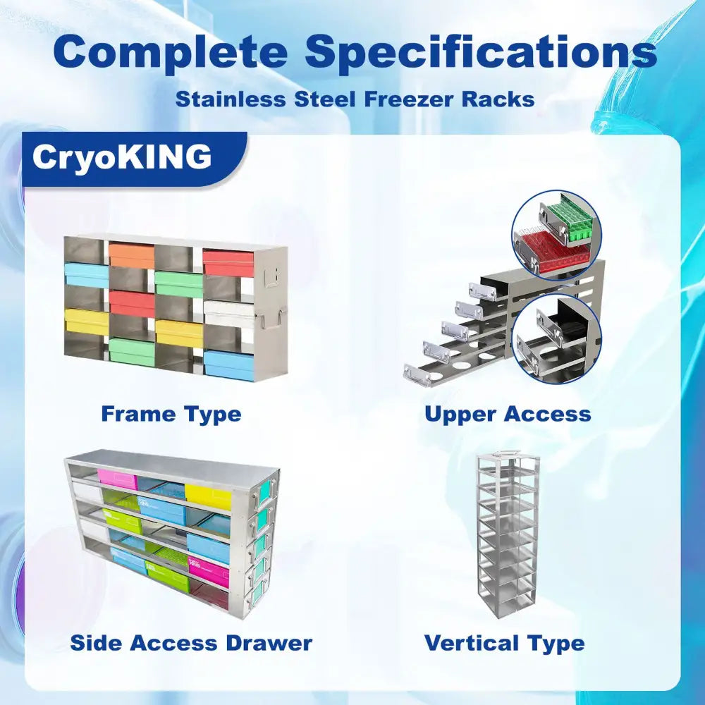 CryoKING® Side Access Drawer Freezer Racks, Stainless steel, 1 Piece/Case