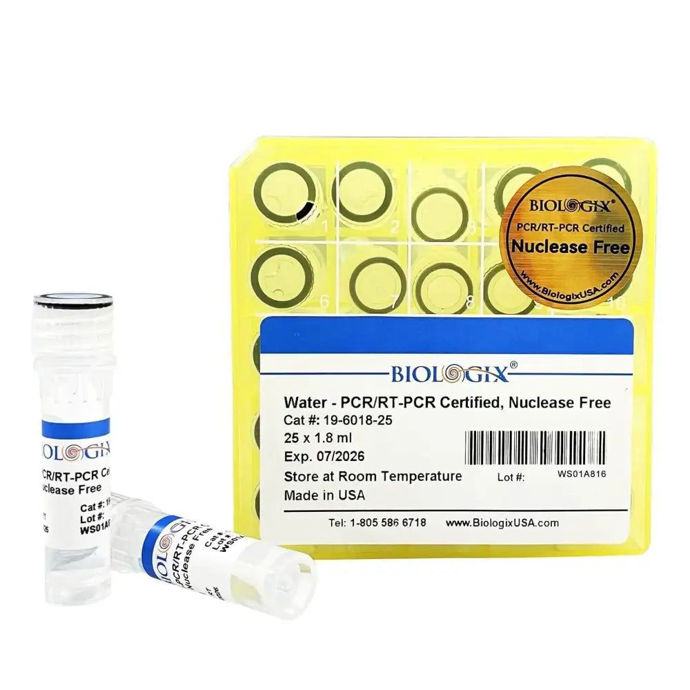 Ultra Pure Water, Molecular Biology Grade, DNase, RNAse, Protease, Endotoxins (Pyrogen) Free, PCR/RT-PCR Certified, Nuclease-Free Water, 25 x 1.8 ml/Pack, 30 Pack/Case