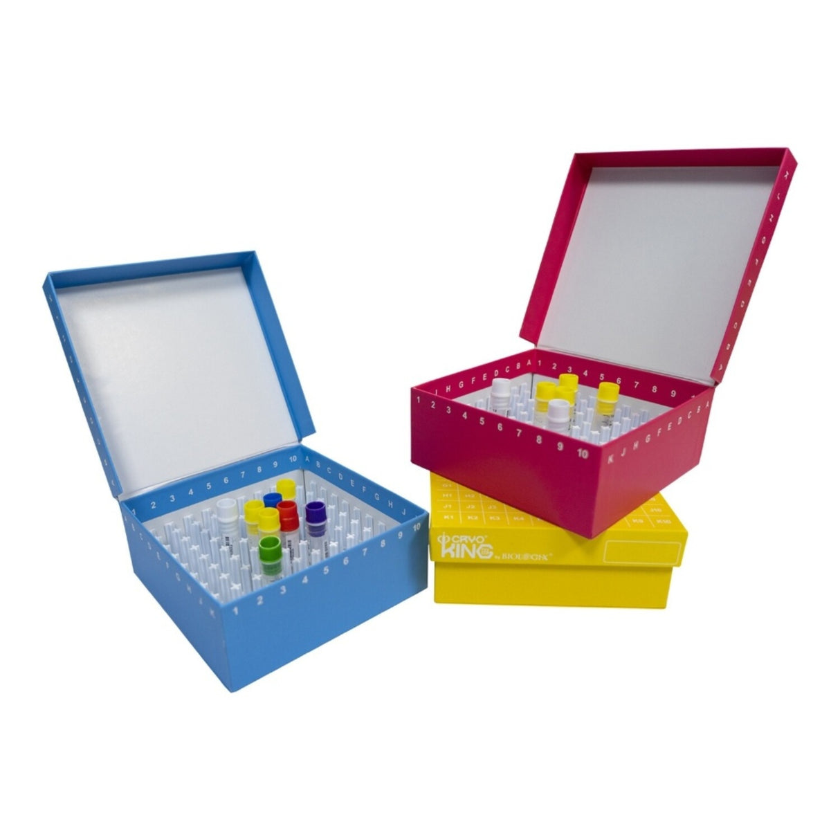CryoKING® ID-Color™ 2in Cardboard Freezer Boxes (100-well), 5/Pack, 20/Case