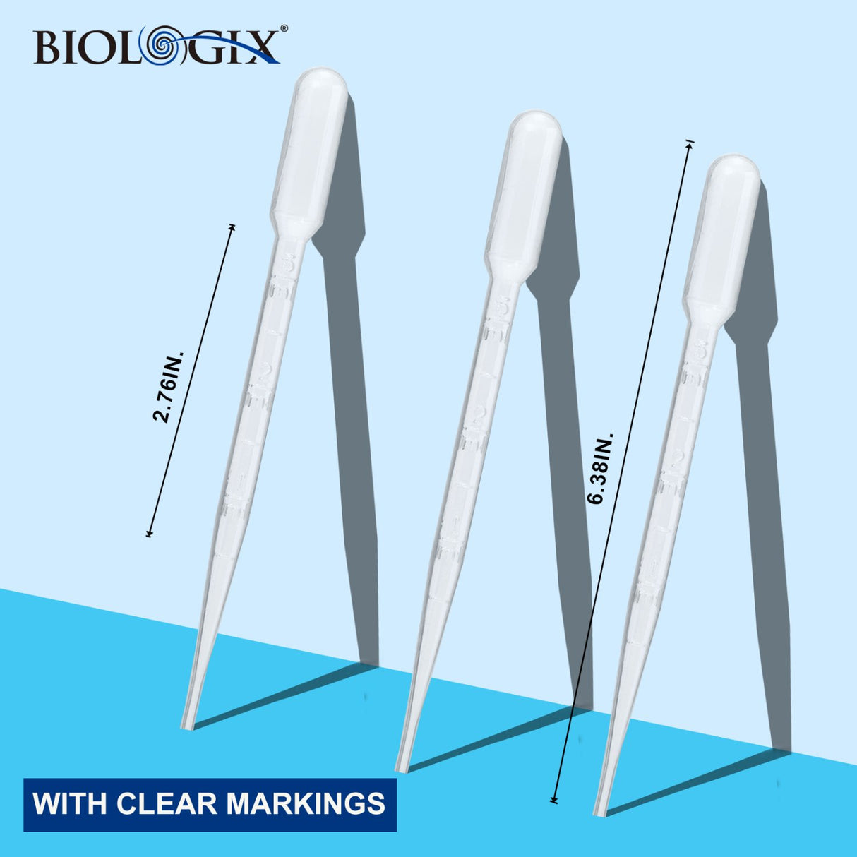 Biologix® 1ml/3ml Transfer Pipettes, Individually Wrapped, 500/Pack, 2000/Case