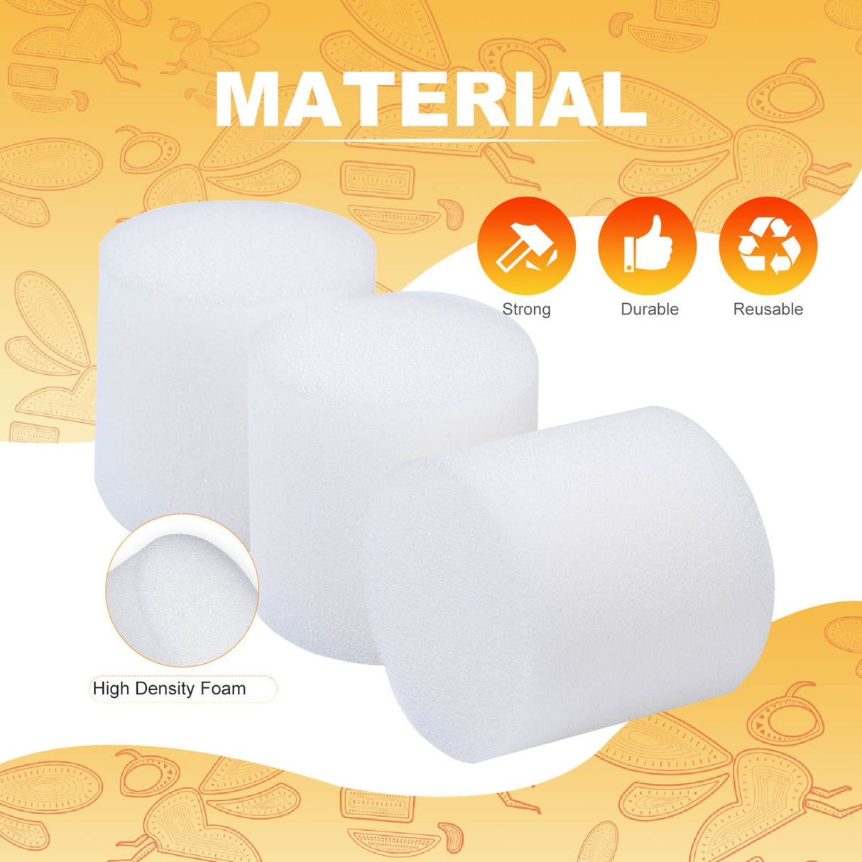 Biologix® Drosophila Closures for Drosophila Bottles, Densest Foam, 45*45mm, 50/Bag, 10 Bags/Case