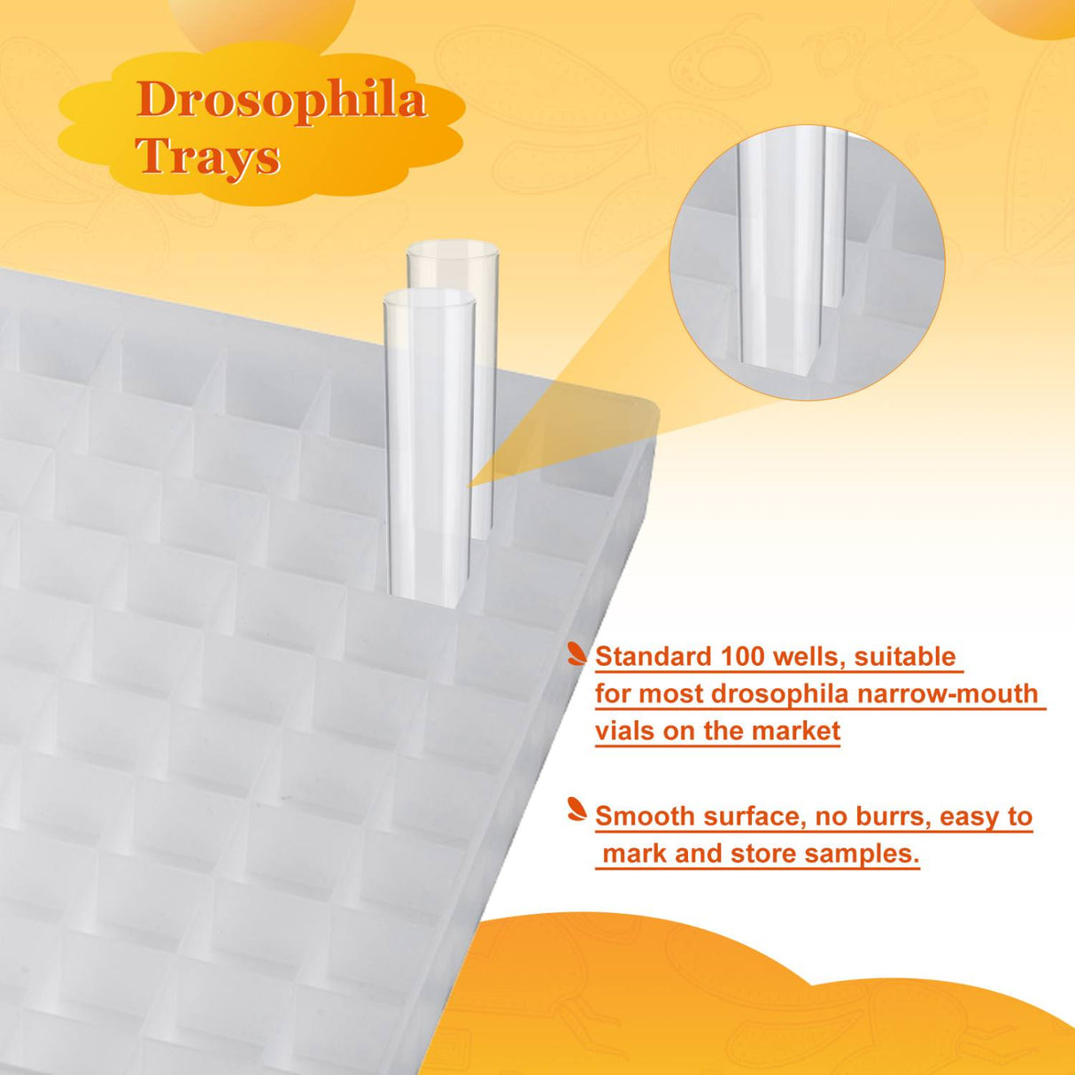 Biologix® Drosophila Trays for Drosophila Narrow Vials, 2 Pcs/Case