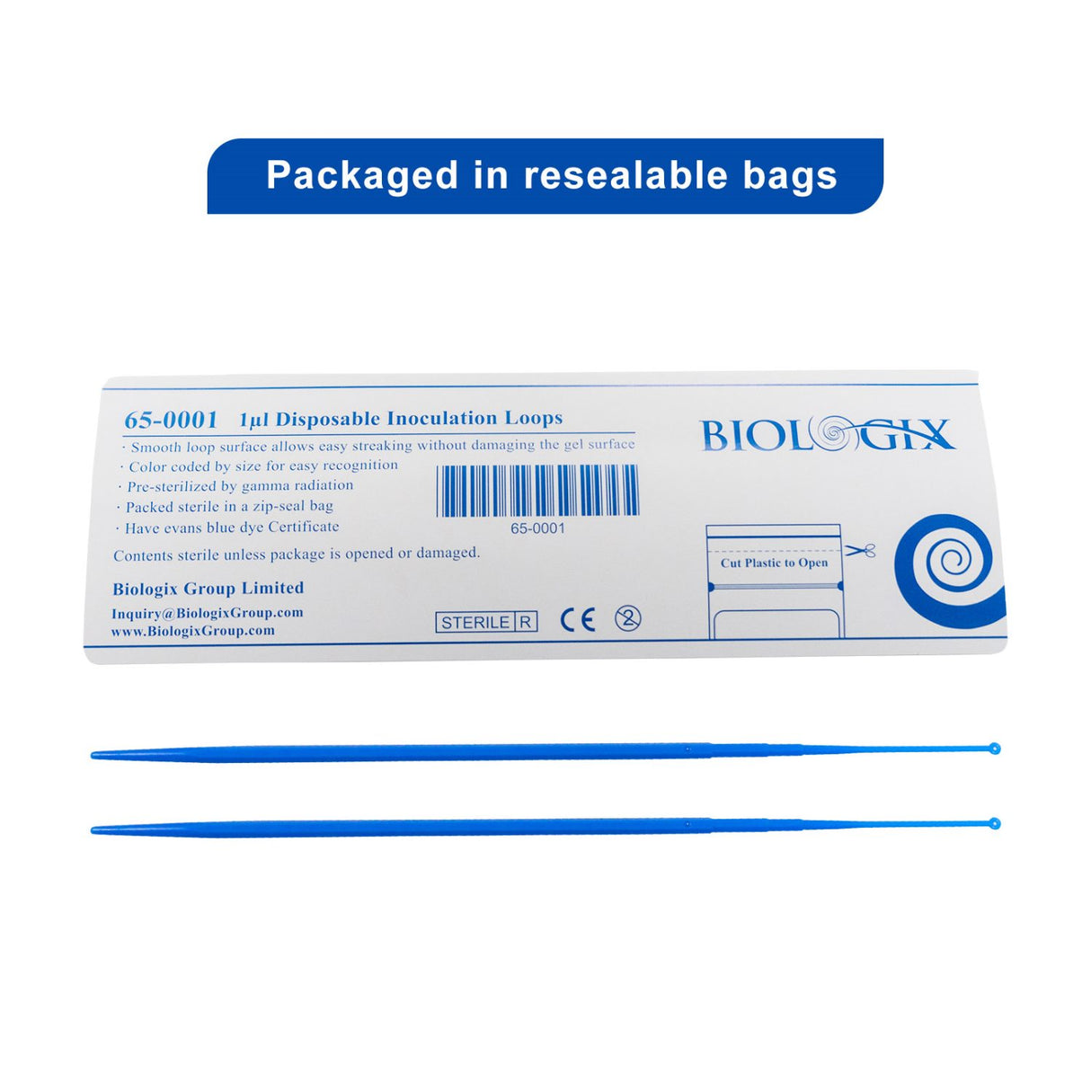 Biologix® Inoculating Loops, 1μl/10μl, 25/Bag, 1000/Case