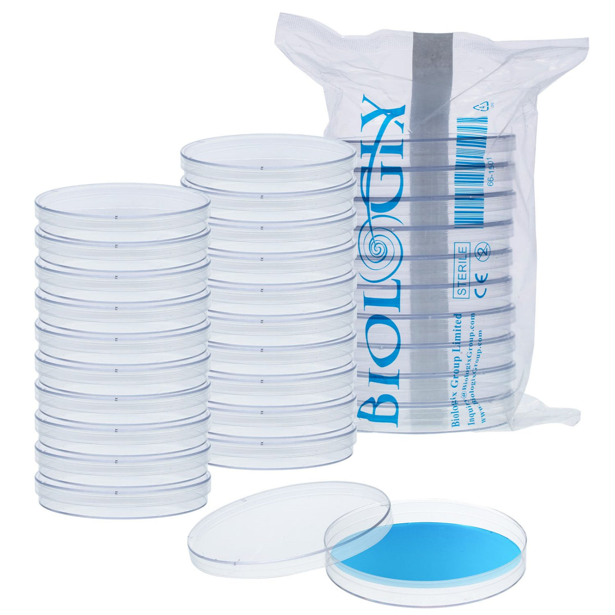 Biologix® Plastic Petri Dishes with Lids, Sterile Petri Dish, 10/Bag, 500/Case