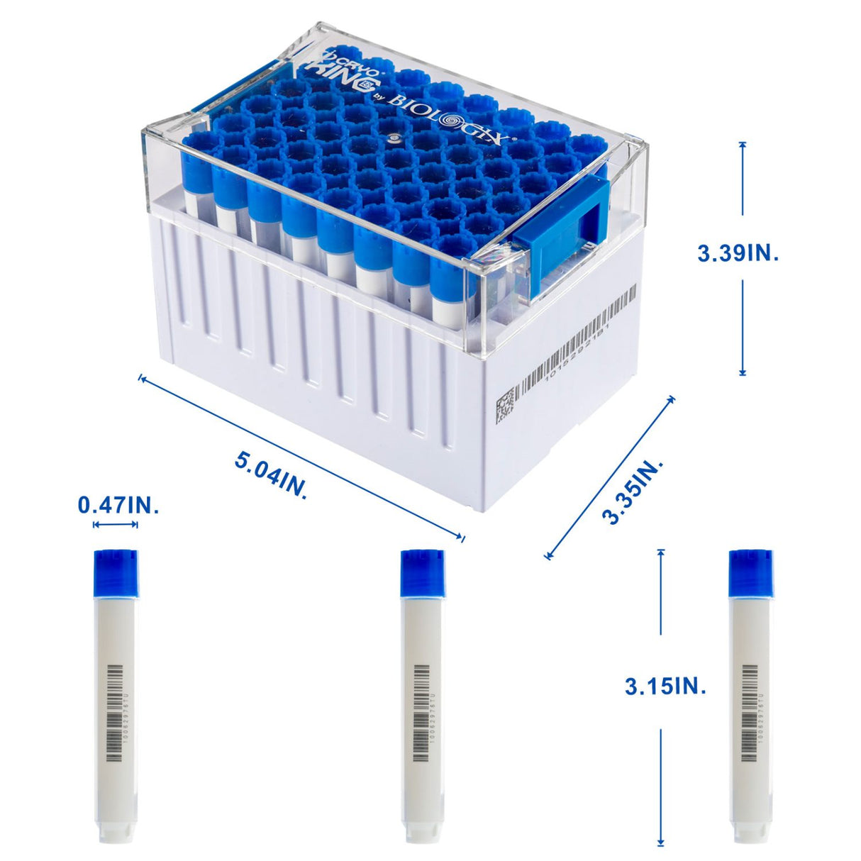 Biologix® SBS Format Cryogenic Vials-1mL, 2mL, 5mL, 48-Well, Racked, External Thread, 10 Sets/Pack, 2 Packs/Case