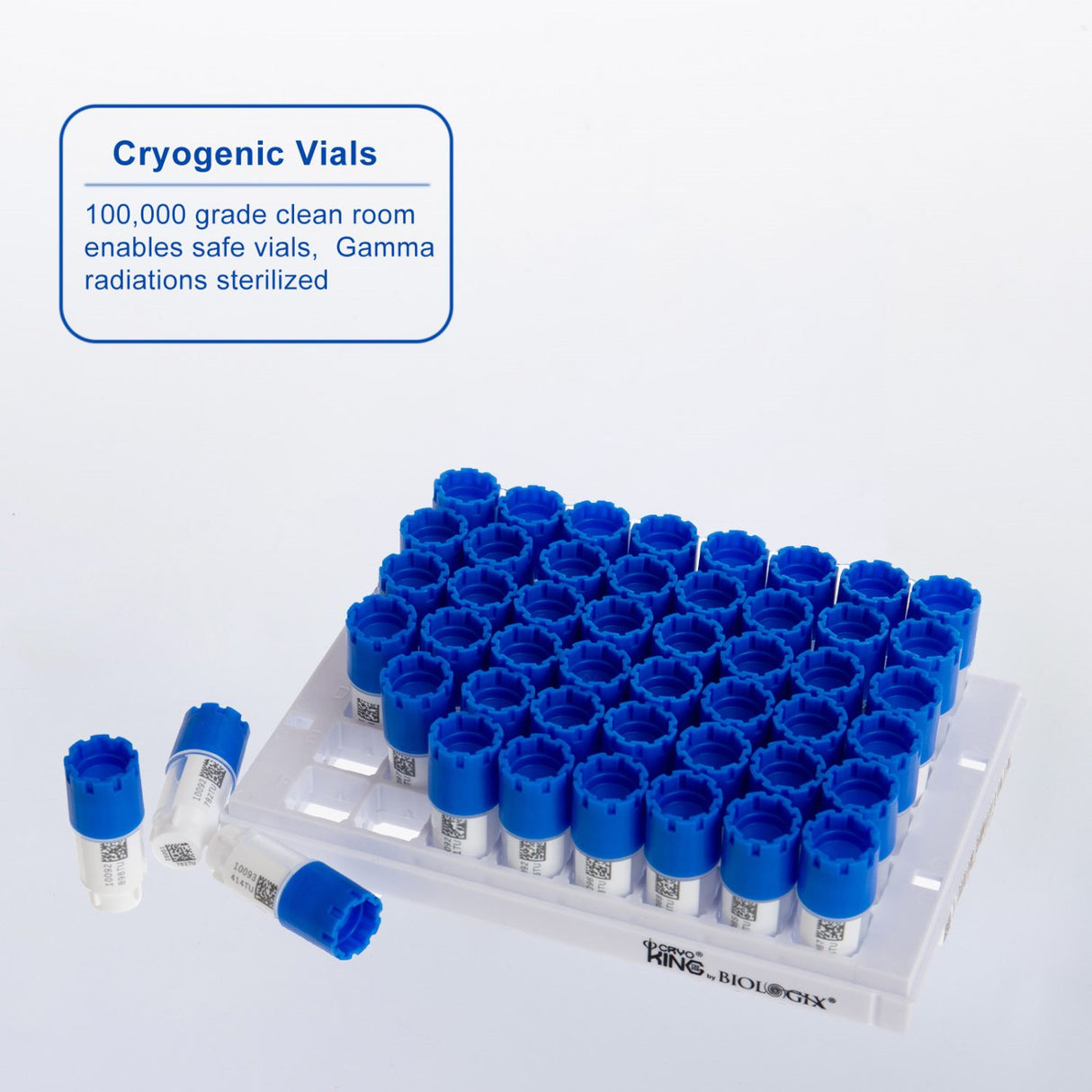 Biologix® SBS Format Cryogenic Vials-1mL, 2mL, 5mL, 48-Well, Racked, External Thread, 10 Sets/Pack, 2 Packs/Case