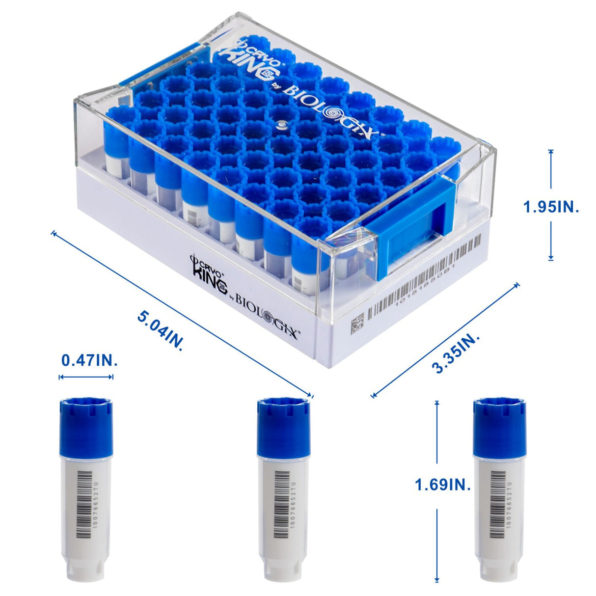 Biologix® SBS Format Cryogenic Vials-1mL, 2mL, 5mL, 48-Well, Racked, External Thread, 10 Sets/Pack, 2 Packs/Case